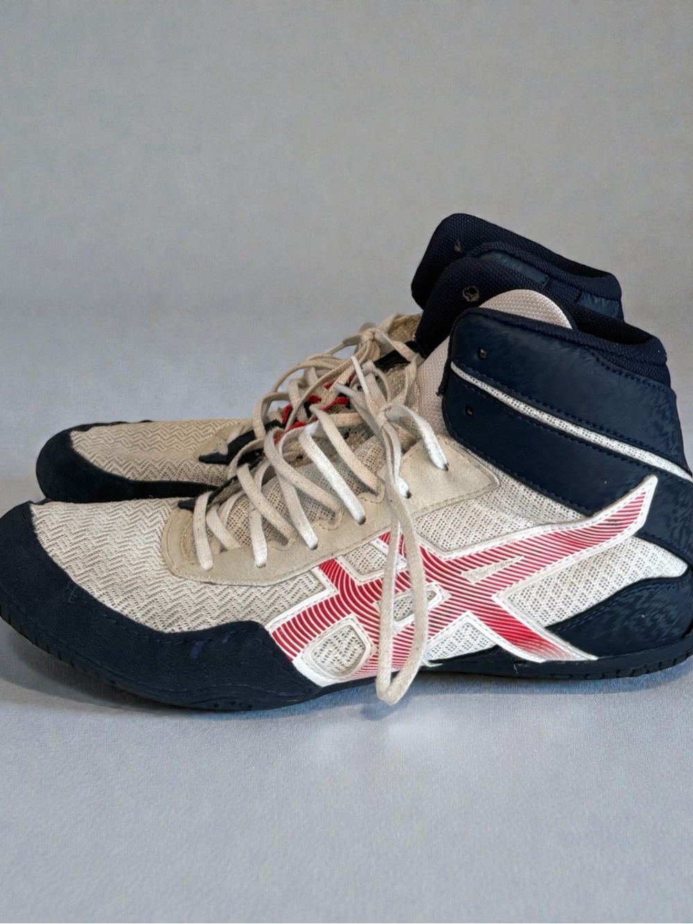ASICS Matcontrol 3 Wrestling Shoes Men's Size 10.5 White Navy Red 1081A053